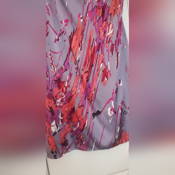Elie Tahari Silk Dress Floral Lavender Orange Pink - Picture 3 of 7